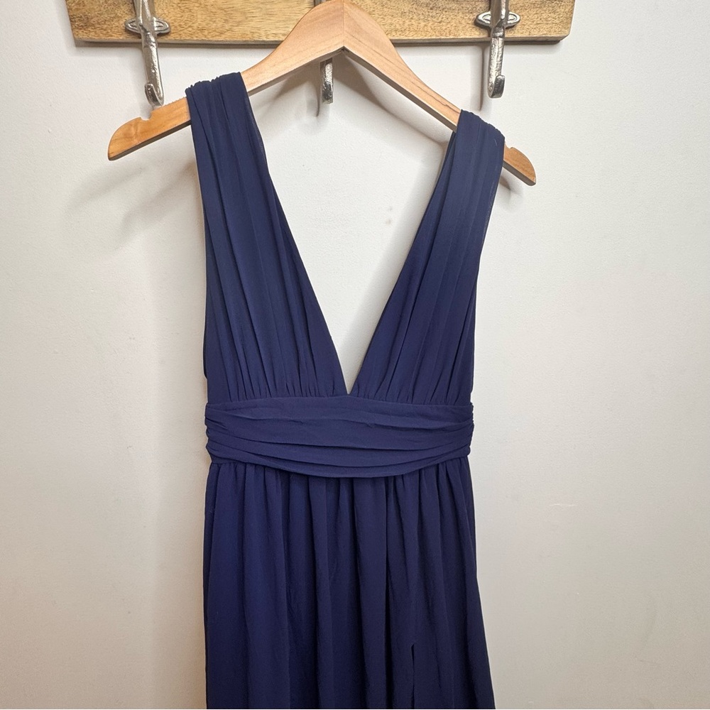 Lulu’s Heavenly Hues Navy Blue Maxi Dress Women’s Bridesmaid Prom V Neck - Picture 2 of 4